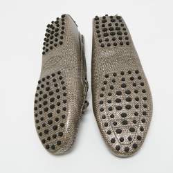 Pre Owned Tod's Metallic Leather Gommino Loafers Size 38