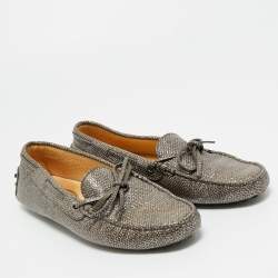 Pre Owned Tod's Metallic Leather Gommino Loafers Size 38