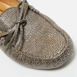 Pre Owned Tod's Metallic Leather Gommino Loafers Size 38