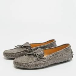 Pre Owned Tod's Metallic Leather Gommino Loafers Size 38