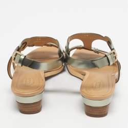 Pre Owned Tod's Gold Leather Ankle Strap Sandals Size 38