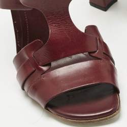 Pre Owned Tod's Brown Leather Ankle Strap Block Heel Sandals Size 36.5
