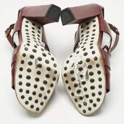 Pre Owned Tod's Brown Leather Ankle Strap Block Heel Sandals Size 36.5