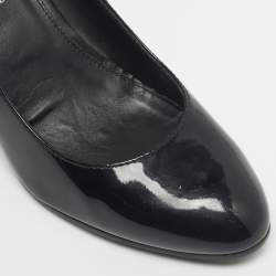 Pre Owned Tod's Black Patent Leather Round Toe Wedge Pumps Size 36