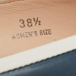 Pre Owned Tod's Grey/White Leather Block Heel Loafer Pumps Size 38.5 