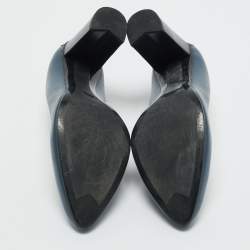 Pre Owned Tod's Grey/White Leather Block Heel Loafer Pumps Size 38.5 