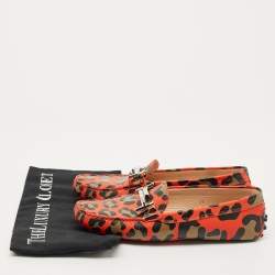 Pre Owned Tod's Multicolor Leather Double T Slip On Loafers Size 38