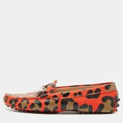 Pre Owned Tod's Multicolor Leather Double T Slip On Loafers Size 38