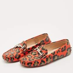 Pre Owned Tod's Multicolor Leather Double T Slip On Loafers Size 38