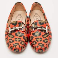 Pre Owned Tod's Multicolor Leather Double T Slip On Loafers Size 38