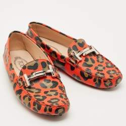 Pre Owned Tod's Multicolor Leather Double T Slip On Loafers Size 38