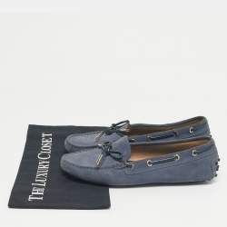 Pre Owned Tod's Blue Suede Gommino Driving Loafers Size 37.5