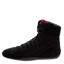 Pre Owned Tod's For Ferrari Black Suede Hi-Top Sneakers Size 39.5