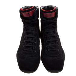 Pre Owned Tod's For Ferrari Black Suede Hi-Top Sneakers Size 39.5