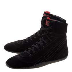 Pre Owned Tod's For Ferrari Black Suede Hi-Top Sneakers Size 39.5
