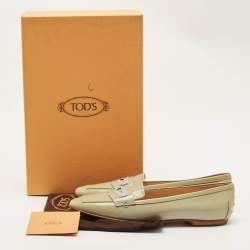 Pre Owned Tod's Green Patent Leather Slip On Loafers Size 41.5