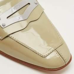 Pre Owned Tod's Green Patent Leather Slip On Loafers Size 41.5