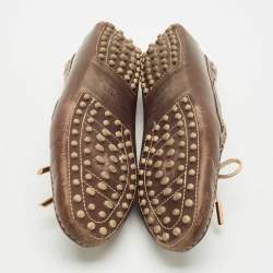 Pre Owned Tod's Brown Leather Bow Slip On Loafers Size 40