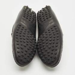 Pre Owned Tod's Black Leather Embellished Driving Slip On Loafers Size 39