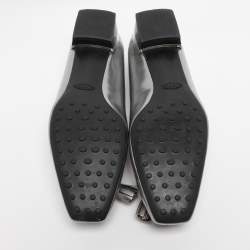 Pre Owned Tod's Silver Leather Fringes Loafers Size 39.5