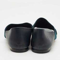 Pre Owned Tod's Teal Blue/Navy Blue Suede Open Toe Flat Size 42