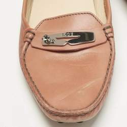 Pre Owned Tod's Beige Leather Slip On Penny Loafers Size 39.5