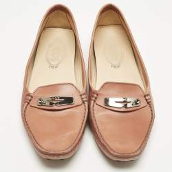 Pre Owned Tod's Beige Leather Slip On Penny Loafers Size 39.5