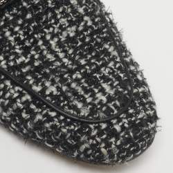 Pre Owned Tod's Black Tweed Double T Flat Mules Size 37