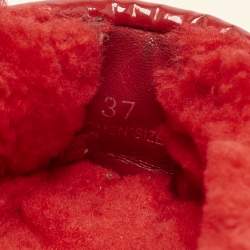 Pre Owned Tod's for Ferrari Red Patent and Shearing Bow Slip On Loafers Size 37