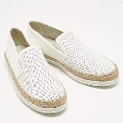Pre Owned Tod's Grey/White Leather Francesina Espadrille Sneakers Size 36