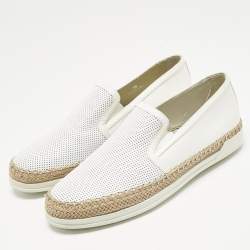 Pre Owned Tod's Grey/White Leather Francesina Espadrille Sneakers Size 36