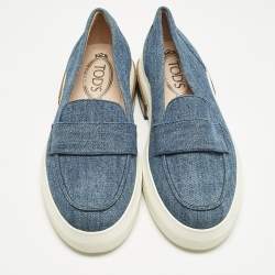 مملوكة مسبقًا Tod's Blue Denim Slip On Sneakers Size 37