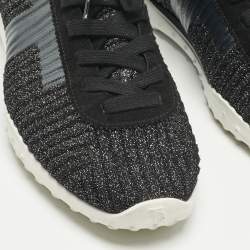 مملوكة مسبقًا Tod's Metallic Black Lurex Fabric and Suede T Print Sneakers Size 40