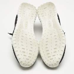 مملوكة مسبقًا Tod's Metallic Black Lurex Fabric and Suede T Print Sneakers Size 40