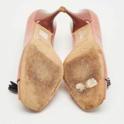 مملوكة مسبقًا حذاء كعب عالي تودز جلد منقوش سحلية وردي مقدمة مفتوحة مقاس 38