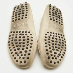 Pre Owned Tod's Grey Suede Gommino Penny Loafers Size 37.5