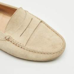 Pre Owned Tod's Grey Suede Gommino Penny Loafers Size 37.5