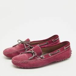 مملوكة مسبقًا Tod's Purple Suede Gommino Driving Loafers Size 37.5