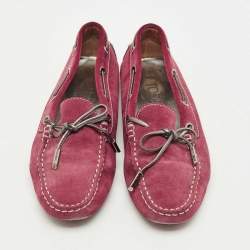 مملوكة مسبقًا Tod's Purple Suede Gommino Driving Loafers Size 37.5