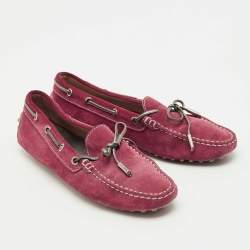 مملوكة مسبقًا Tod's Purple Suede Gommino Driving Loafers Size 37.5