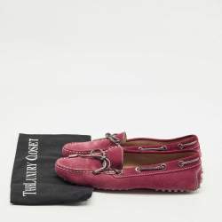 مملوكة مسبقًا Tod's Purple Suede Gommino Driving Loafers Size 37.5