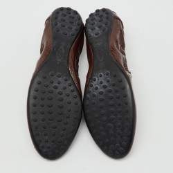 Pre Owned Tod's Dark Brown Patent Leather Scrunch Ballet Flats Size 37