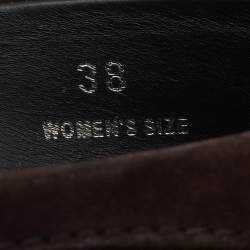 Pre Owned Tod's Dark Brown Suede Round Toe Platform Pumps Size 38