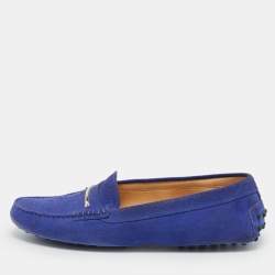 Pre Owned Tod's Blue Suede Slip On Loafers Size 40