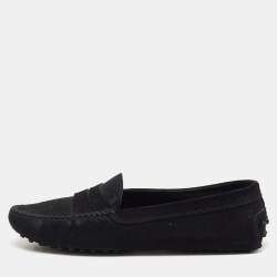 Pre Owned Tod's Black Suede Gommino Slip On Loafers Size 37