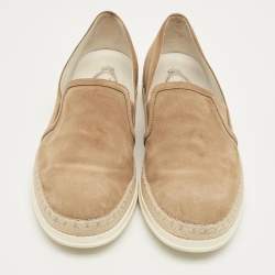 Pre Owned Tod's Brown Suede Slip On Espadrille Sneakers Size 39
