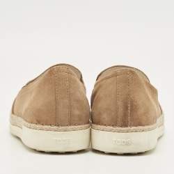 Pre Owned Tod's Brown Suede Slip On Espadrille Sneakers Size 39