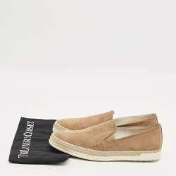 Pre Owned Tod's Brown Suede Slip On Espadrille Sneakers Size 39