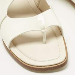 Pre Owned Tod's White Patent Leather Cross Strap Flat Sandals Size 36.5