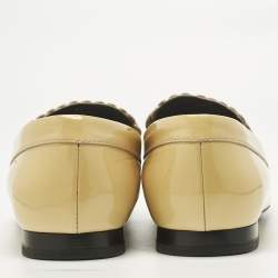 Pre Owned Tod's Beige Patent Leather Fringe Penny Loafers Size 40